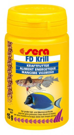 SERA FD KRILL сублимированный криль - состоит из мелкого вида креветок, богатых протеином, предназначен для укрепления слабых рыбок, повышает готовность к икрометанию 100мл - Кликните на картинке чтобы закрыть