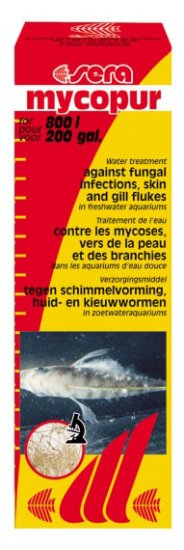 SERA MYCOPUR - лекарственное средство против грибковых заболеваний, кожных и жаберных червей в пресноводных аквариумах. Идеально для сохранения икры на 8000л 500мл - Кликните на картинке чтобы закрыть