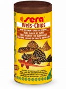 SERA WELS CHIPS - корм для лорикариевых сомов в виде пластинок долго не размокает, содержит натуральную древесину ольхи и ивы необходимую для пищеварения 250мл