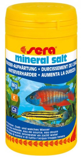SERA MINERAL SALT - минеральная соль для подготовки воды, увеличения жёсткости и лечения заболевания Hole in a head у дискусов и других рыб 100 мл - 105г - Кликните на картинке чтобы закрыть