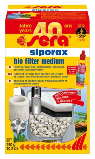 SERA SIPORAX сверхэффективный биологический наполнитель 500мл Площадь, для заселения бактериями 1л -270м2 - Кликните на картинке чтобы закрыть