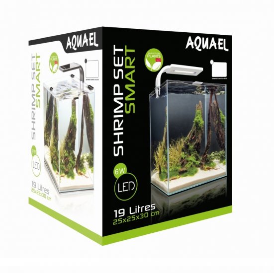 AQUAEL SHRIM SET SMART 20 аквариумный набор для креветок 25х25х30см белый (Leddy Smart Plant 1х6Вт 8000К, фильтр PAT mini, нагреватель нерегулируемый 10W) - Кликните на картинке чтобы закрыть