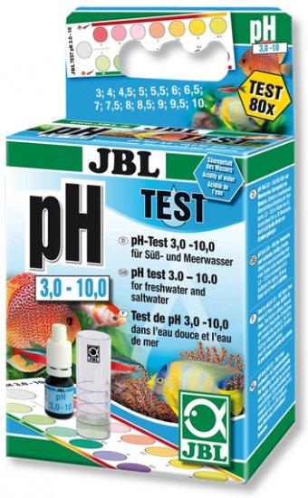 JBL pH Test-Set 3.0-10.0 - Комплект для контроля значения рН в пресной и морской воде диапазон от 3 до 10 единиц на 80 измерений - Кликните на картинке чтобы закрыть