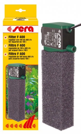 SERA F 400 фильтр внутренний регулируемый для аквариумов до 100л 100-400л/ч 5Вт - Кликните на картинке чтобы закрыть