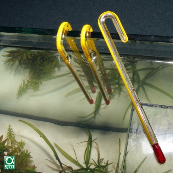 JBL Hang-on Aquarien-Thermometer S - Навесной изогнутый термометр для аквариумов с толщиной стекла до 6 мм - Кликните на картинке чтобы закрыть