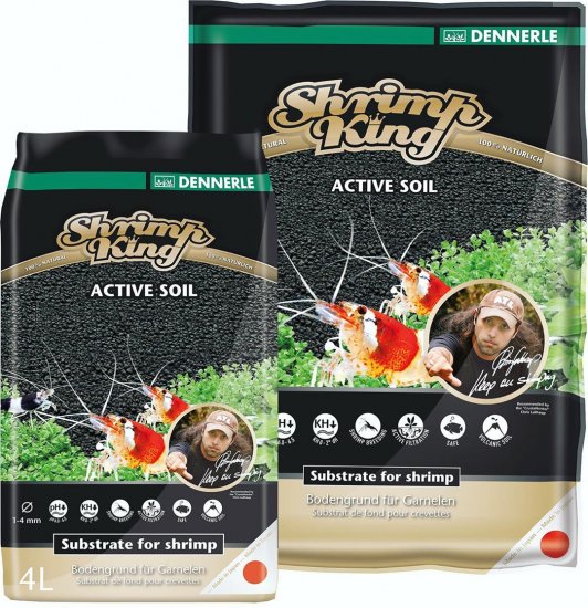 DENNERLE Shrimp King Active Soil Природный грунт для содержания Креветок и Аквариумных растений пакет 8л, глубокий черный цвет, диам гранул 1-4 мм - Кликните на картинке чтобы закрыть