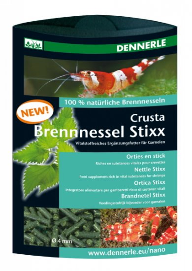 DENNERLE Crusta Brennnessel Stixx Палочки из крапивы витаминизированная кормовая добавка для креветок 30г - Кликните на картинке чтобы закрыть