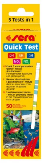 SERA QUICK-TEST 50 полосок - быстрый тест 5 параметров воды - pH, gH, kH, NO2, NO3 - Кликните на картинке чтобы закрыть