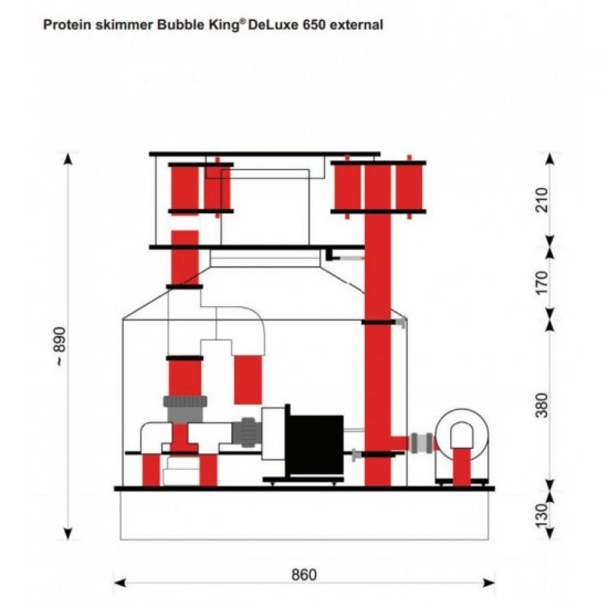 Royal Exclusiv Bubble King® Double Cone 650 Флотатор - Скиммер внешний д/акв. до 20000л 100x100x990мм 4x65вт - Кликните на картинке чтобы закрыть