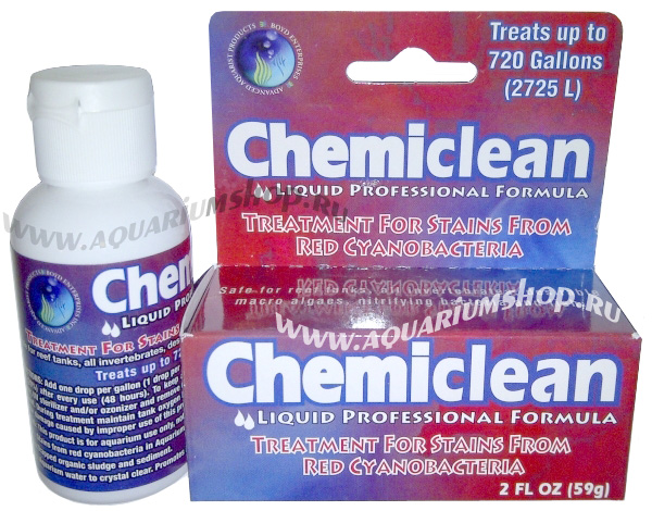 Chemi-Clean Liquid жидкость для борьбы с красными, черными и сине-зелеными водорослями, до 2725л, 59г - Кликните на картинке чтобы закрыть