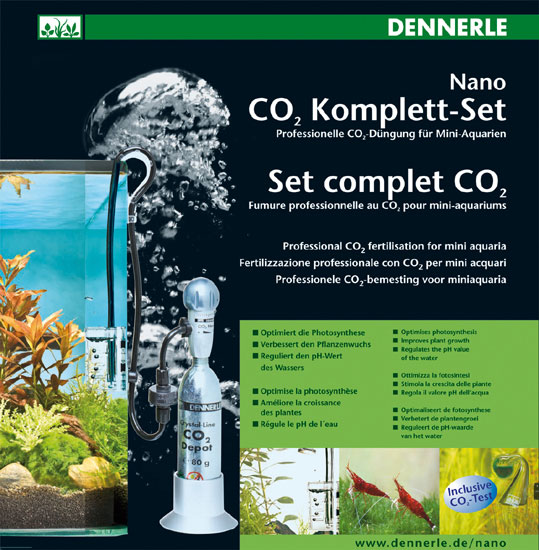 DENNERLE Nano CO2 Komplett Set комплект CO2 для мини аквариума (Нано-флиппер, редуктор, баллон 80г) - Кликните на картинке чтобы закрыть