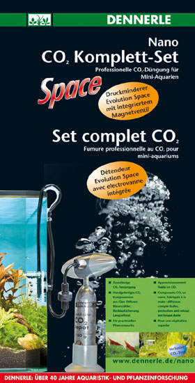 DENNERLE Nano CO2 Komplett Set Space комплект CO2 для мини аквариума (Нано-флиппер, редуктор эл.магн. клапан, баллон 80г) - Кликните на картинке чтобы закрыть