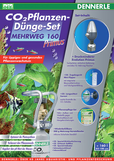DENNERLE CO2 Pflanzen-Dunge-Set MEHRWEG 160 Primus комплект CO2 для аквариумов до160л многоразовый баллон 500г - Кликните на картинке чтобы закрыть