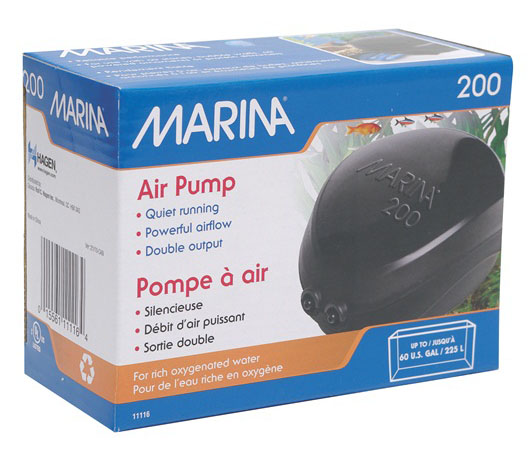 HAGEN Marina 200 Air Pump Компрессор двухканальный для аквариумов до 225л 2x110л/ч - Кликните на картинке чтобы закрыть