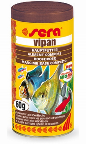 SERA VIPAN - основной хлопьевидный корм для всех видов декоративных рыб (крупные хлопья) 500мл - Кликните на картинке чтобы закрыть