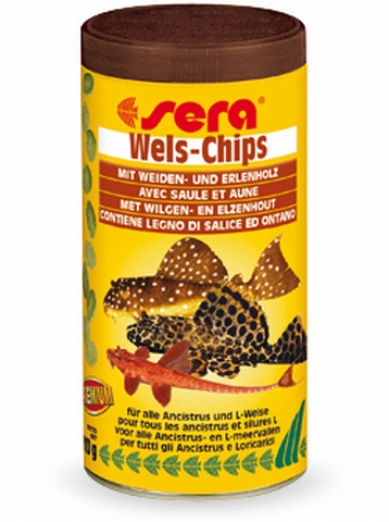 SERA WELS CHIPS - корм для лорикариевых сомов в виде пластинок долго не размокает, содержит натуральную древесину ольхи и ивы необходимую для пищеварения 100мл - Кликните на картинке чтобы закрыть