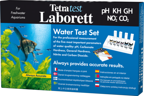 TetraTest Laborett-Набор тестов для пресной воды GH/ kH/ NO2/ pH/ CO2 - Кликните на картинке чтобы закрыть