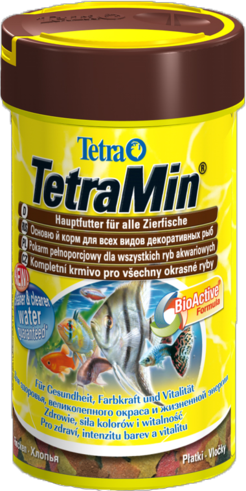 TetraMin - основной корм для всех видов рыб хлопья. Новая формула - меньше отходов чистая вода 100мл - Кликните на картинке чтобы закрыть