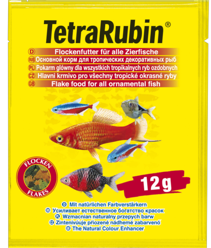 TetraRubin - корм для улучшения окраса всех видов рыб с высоким содержанием каротиноидов, хлопья, пакетик 12г - Кликните на картинке чтобы закрыть