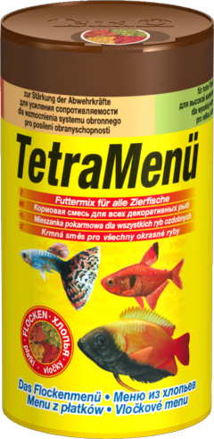 TetraMenu - корм для всех видов рыб, мелкие хлопья, 4 вида в одной баночке, 100мл - Кликните на картинке чтобы закрыть