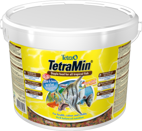 TetraMin - основной корм для всех видов рыб хлопья. Новая формула - меньше отходов чистая вода ведро 10л - Кликните на картинке чтобы закрыть