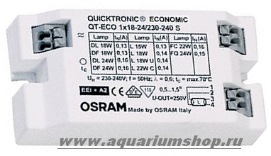 OSRAM QUICKTRONIC ECONOMIC QT-ECO 1x18-24/220-240 S (DL18/24W L15/18/18U/22C FQ24W) (80x40x22) ЭПРА - Кликните на картинке чтобы закрыть